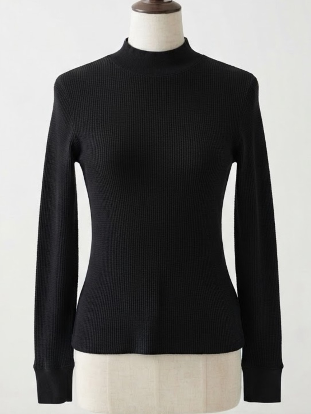 Denim Forum| Comfy Black Waffle Knit Cozy Long Sleeve Top Sz S